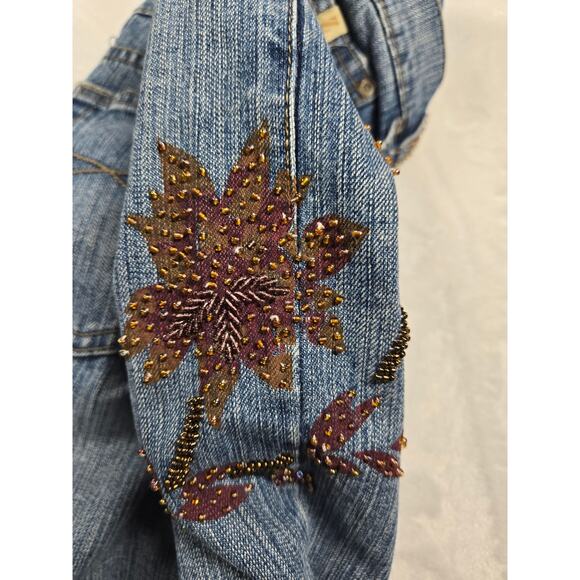 Z. Cavaricci Jeans Size 7 (28x32) Bootcut Embellished Beaded Floral Denim VTG - Picture 4 of 9